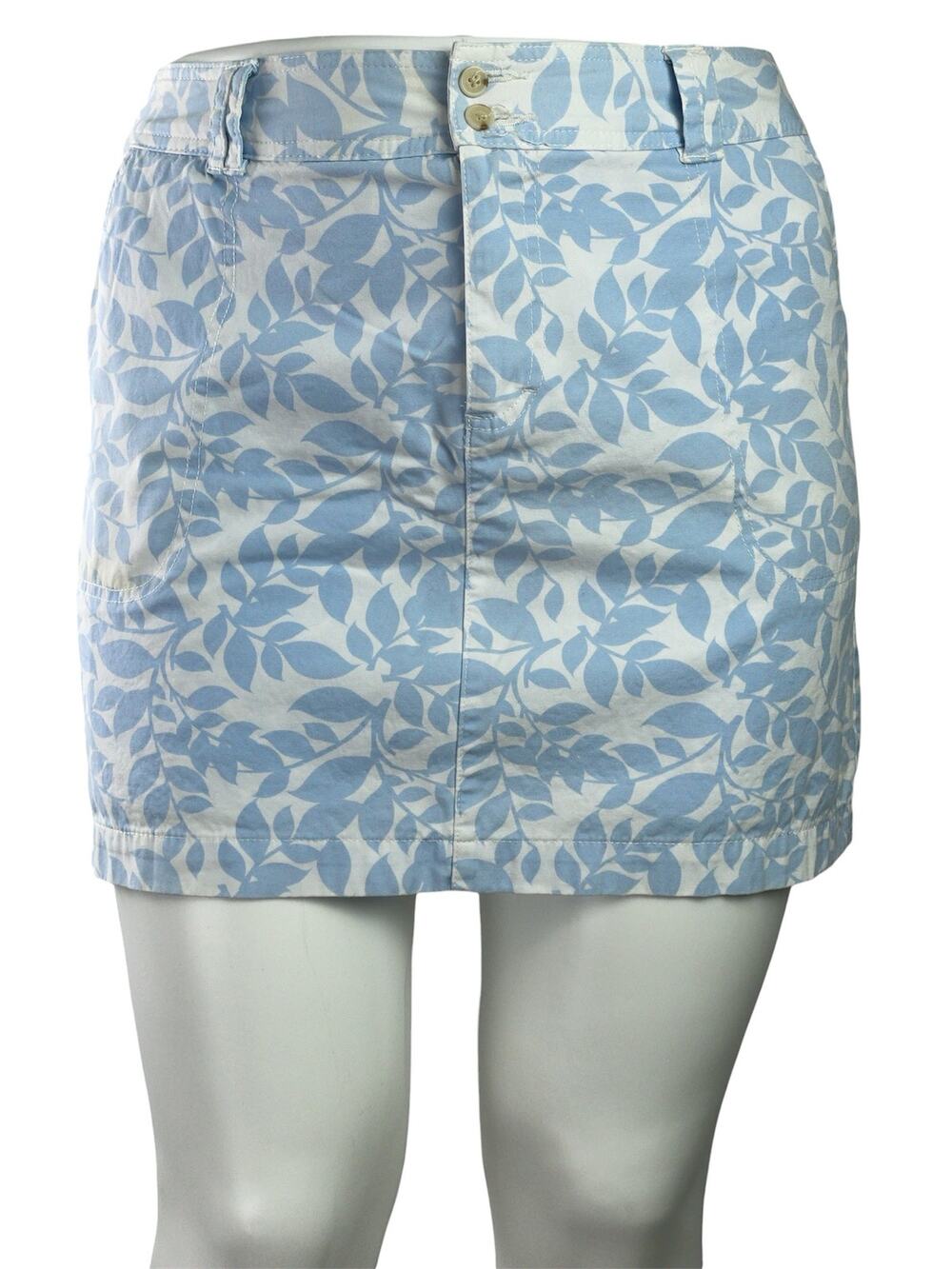 St. John's Bay Womens Blue White Floral Mid Rise MiniSkirt Shorts Skort Size 16